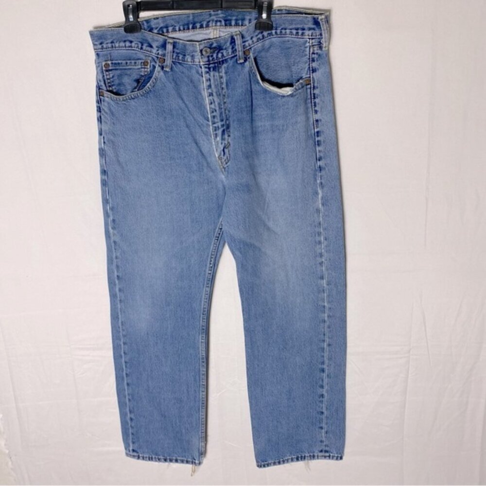 Levi’s 535 Blue Light Med Wash Gently Distressed Straight Leg Jeans 38